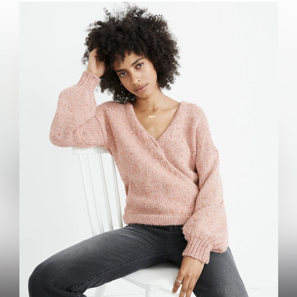 Madewell Pink Wrap Sweater